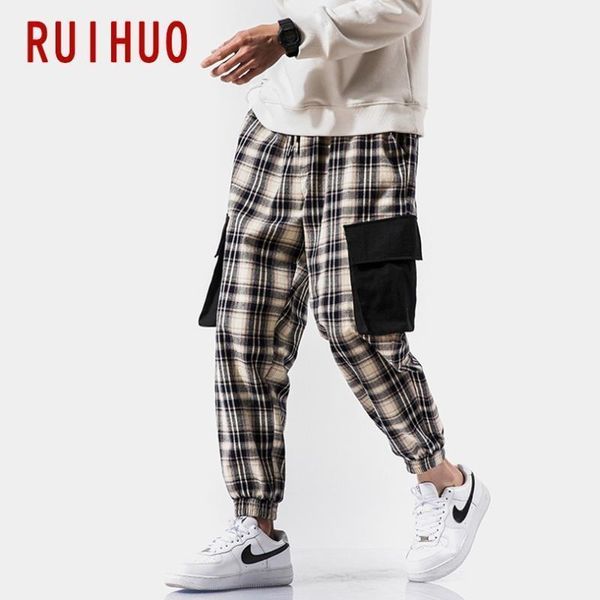men's pants ruihuo 2021 plaid harem men trousers casual joggers sweatpants hip hop streetwear male plus size m-5xl1, Black
men's pants ruihuo 2021 plaid harem men trousers casual joggers sweatpants hip hop streetwear male plus size m-5xl1, Black