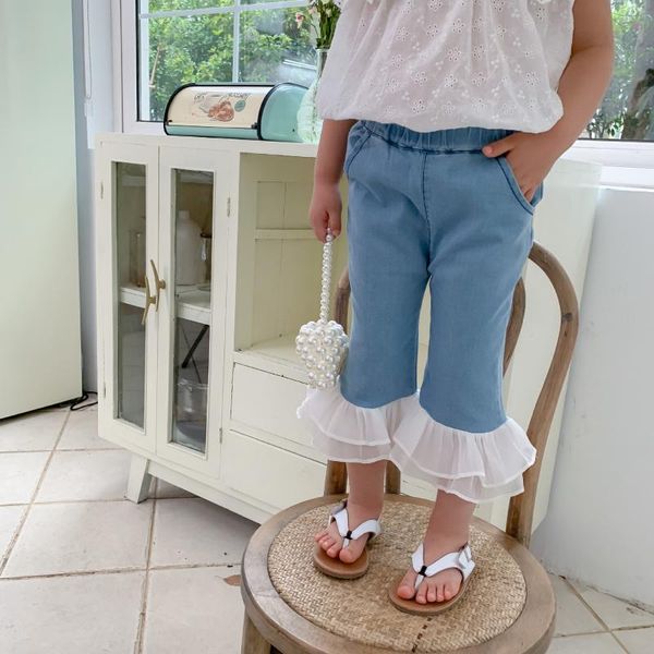 jeans summer arrival korean style cotton casual matching leaf side all-match elastic seventh pants for cool baby girls, Blue
jeans summer arrival korean style cotton casual matching leaf side all-match elastic seventh pants for cool baby girls, Blue