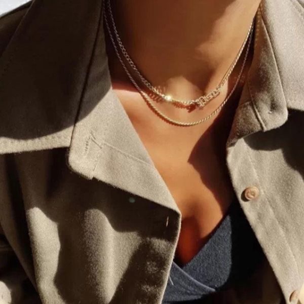 classic twist chain choker necklace for women gold color double layer letter pendant rope fashion jewelry gift chokers, Golden;silver
classic twist chain choker necklace for women gold color double layer letter pendant rope fashion jewelry gift chokers, Golden;silver