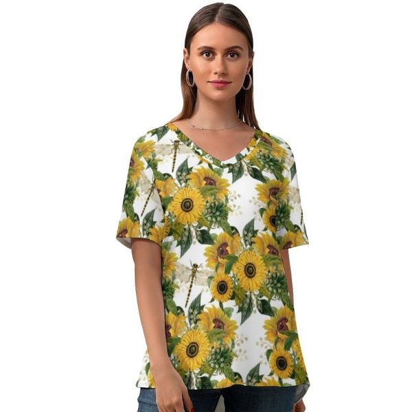 women's t-shirt sunflower tshirt funny short sleeve woman t shirt street wear v neck graphic oversized, White
women's t-shirt sunflower tshirt funny short sleeve woman t shirt street wear v neck graphic oversized, White