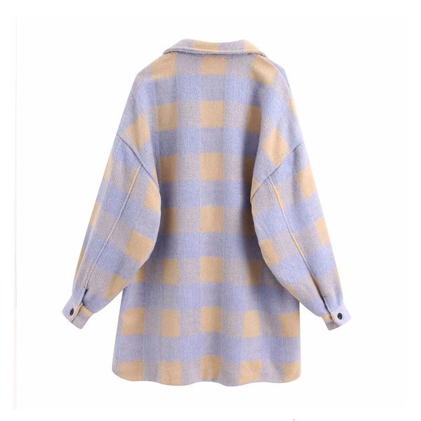 jackets lapel long sleeve single-breasted plaid fashion women's jacket korean style loose retro warm double pocket chic female coat, Black;brown
jackets lapel long sleeve single-breasted plaid fashion women's jacket korean style loose retro warm double pocket chic female coat, Black;brown