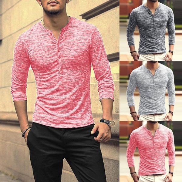 men's t-shirts mens solid color autumn long sleeve casual buttons crew neck shirts slim fashion male clothes outfits, White;black
men's t-shirts mens solid color autumn long sleeve casual buttons crew neck shirts slim fashion male clothes outfits, White;black
