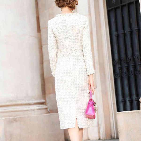 two piece dress runway designers winter long luxury beading tweed dress in wool women's clothes fashion dresses aksh, White
two piece dress runway designers winter long luxury beading tweed dress in wool women's clothes fashion dresses aksh, White