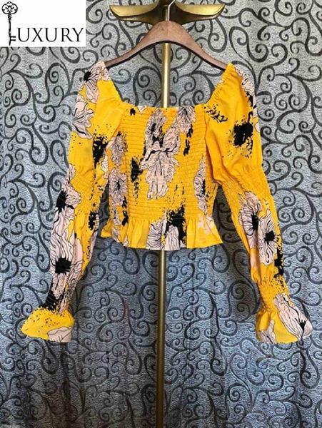 fashion crop 2021 summer yellow red blouses women square collar chic print flare sleeve casual shirts ladies women's &, White
fashion crop 2021 summer yellow red blouses women square collar chic print flare sleeve casual shirts ladies women's &, White