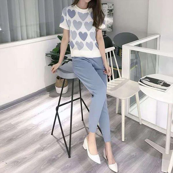 2 peice set female womens sweaters pants suit tracksuit knitted women korean spring summer knit love heart print short, White;black
2 peice set female womens sweaters pants suit tracksuit knitted women korean spring summer knit love heart print short, White;black
