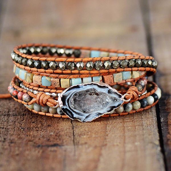 leather bracelets handmade natural stones drusy charm multilayers wrap bracelets handmade boho bracelets gifts a, Golden;silver
leather bracelets handmade natural stones drusy charm multilayers wrap bracelets handmade boho bracelets gifts a, Golden;silver