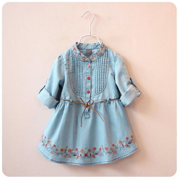 girl's dresses denim dress girls embroidery flower toddler girl knee-length meisjes jurk 7ds024, Red;yellow
girl's dresses denim dress girls embroidery flower toddler girl knee-length meisjes jurk 7ds024, Red;yellow
