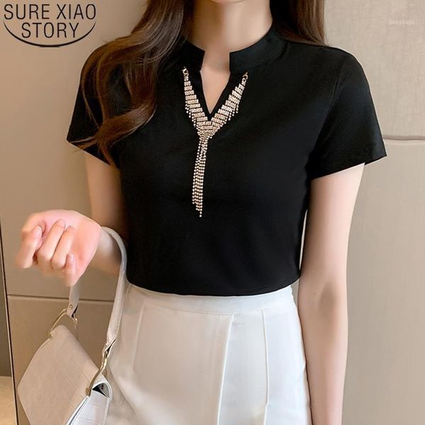 women's blouses & shirts office lady fashion v neck shirt 2021 summer short sleeve black ladies blouse female clothing blusas mujer 14, White
women's blouses & shirts office lady fashion v neck shirt 2021 summer short sleeve black ladies blouse female clothing blusas mujer 14, White