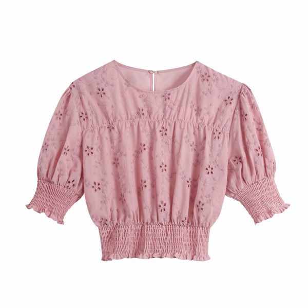 women solid hollow out embroidery o-neck short puff sleeve cropped shirt chic lady fashion casual clothes 210517, White
women solid hollow out embroidery o-neck short puff sleeve cropped shirt chic lady fashion casual clothes 210517, White