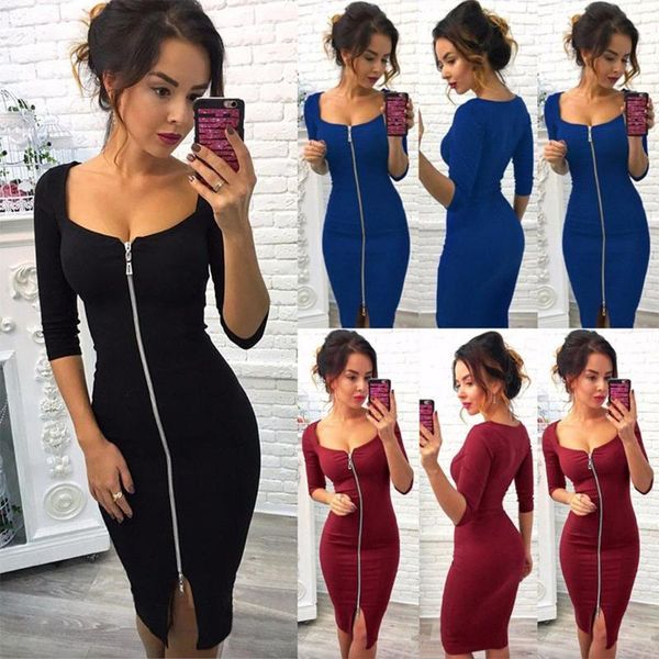 women bodycon dress mini summer lady short sleeve zipper pencil 2021 solid color vestidos party night club slim hips casual dresses, Black;gray
women bodycon dress mini summer lady short sleeve zipper pencil 2021 solid color vestidos party night club slim hips casual dresses, Black;gray