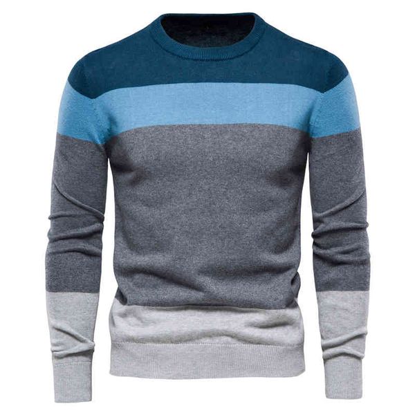 2021 autumn and winter new men's striped stitching long-sved sweater male round neck cotton clothing oversize, Black
2021 autumn and winter new men's striped stitching long-sved sweater male round neck cotton clothing oversize, Black