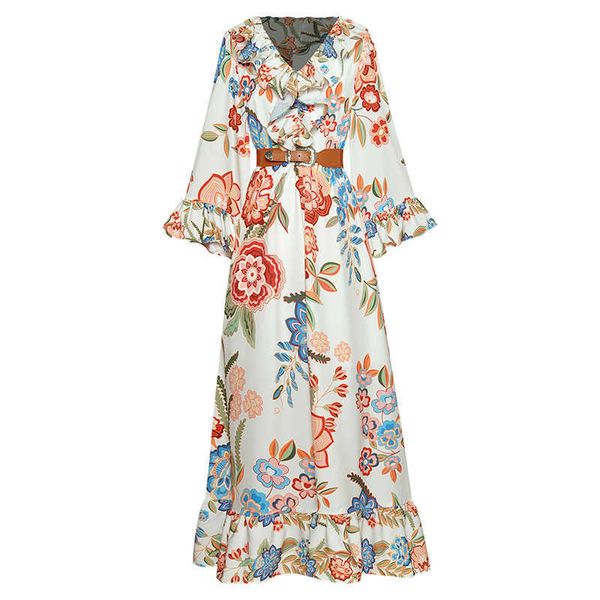excellent quality est v-neck ruffled charming floral print long dress 210526, Black;gray
excellent quality est v-neck ruffled charming floral print long dress 210526, Black;gray