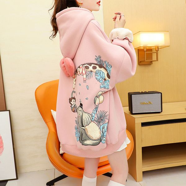 hoodies composite non pilling plush thickened cartoon printed hoodie women's 2021 loose large size fashion brand coat, Black
hoodies composite non pilling plush thickened cartoon printed hoodie women's 2021 loose large size fashion brand coat, Black