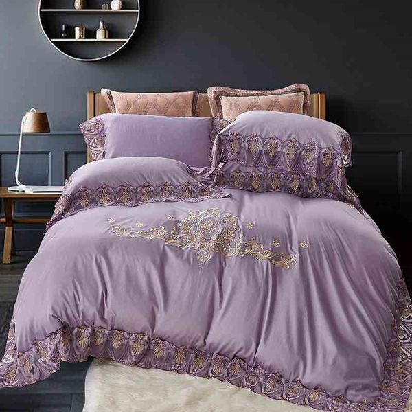 100%cotton lace purple blue pink bedding sets luxury embroidery duvet cover sheet /king size bed set ropa de cama
100%cotton lace purple blue pink bedding sets luxury embroidery duvet cover sheet /king size bed set ropa de cama