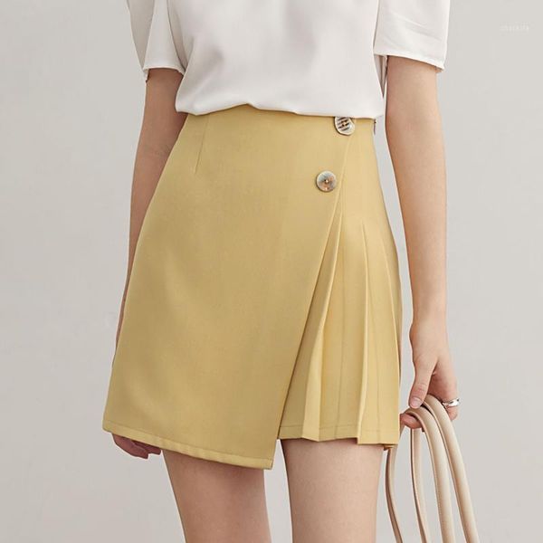 women's shorts fansilanen women yellow button embellished skirt, White;black