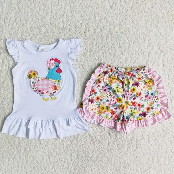 boutique kid clothing sets chicken embroidered baby girls deisnger clothes fashion short sleeve ruffle shorts wholesale girl children outfit, White
boutique kid clothing sets chicken embroidered baby girls deisnger clothes fashion short sleeve ruffle shorts wholesale girl children outfit, White