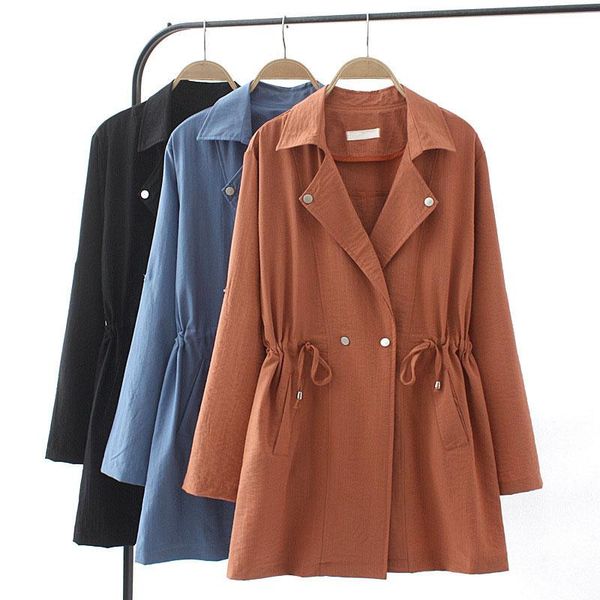 women's trench coats 2021 women coat casual slim button plus size turn down collar overcoat classic streetwear, Tan;black
women's trench coats 2021 women coat casual slim button plus size turn down collar overcoat classic streetwear, Tan;black