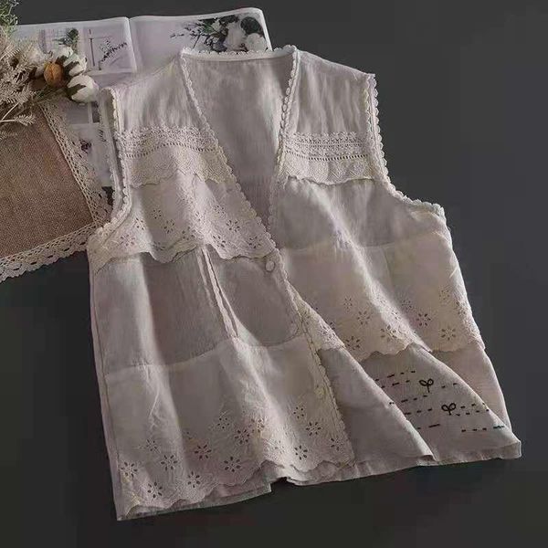 women's vests summer lace cardigan vest jacket sweet mori girl embroidery tunic hippie boho loose waistcoat clothing, Black;white
women's vests summer lace cardigan vest jacket sweet mori girl embroidery tunic hippie boho loose waistcoat clothing, Black;white