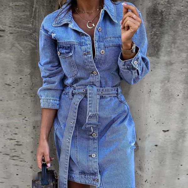 casual dresses woman denim dress autumn vintage jean 2021 long sleeve female turn-down collar bodycon mini straight with belt, Black;gray
casual dresses woman denim dress autumn vintage jean 2021 long sleeve female turn-down collar bodycon mini straight with belt, Black;gray