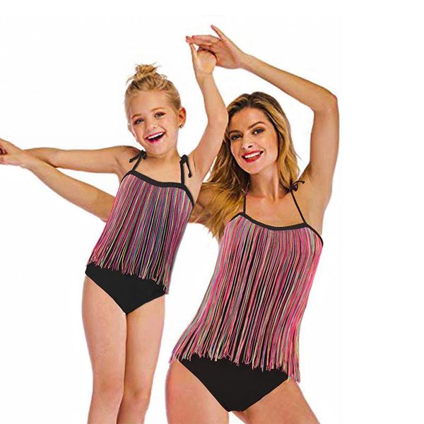 women's swimwear parent-child swimming romper, tassels swimwear, kid sling bowknot wrapped sports beach sleeveless summer wear, White;black
women's swimwear parent-child swimming romper, tassels swimwear, kid sling bowknot wrapped sports beach sleeveless summer wear, White;black