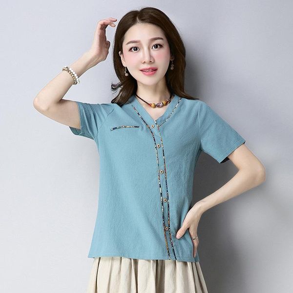 women's blouses & shirts summer 2021 women blue green red patchwork short sleeve linen blouse shirt , single breasted buttons 3xl for w, White
women's blouses & shirts summer 2021 women blue green red patchwork short sleeve linen blouse shirt , single breasted buttons 3xl for w, White