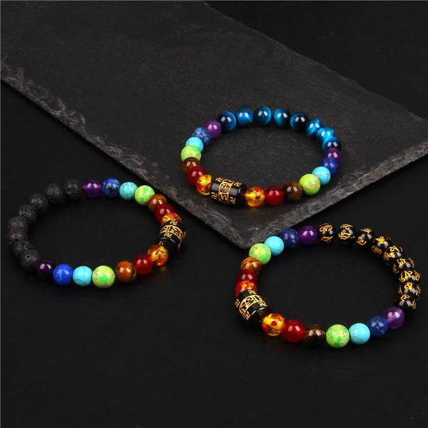 beaded, strands 8mm natural stone beads bracelet six word colorful 7 chakras bracelets buddha charm yoga balance men women jewelry gift, Black
beaded, strands 8mm natural stone beads bracelet six word colorful 7 chakras bracelets buddha charm yoga balance men women jewelry gift, Black