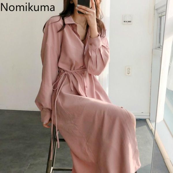 casual dresses nomikuma turn down collar long sleeve dress women solid color single breasted slim waist korean spring vestido 3a439, Black;gray
casual dresses nomikuma turn down collar long sleeve dress women solid color single breasted slim waist korean spring vestido 3a439, Black;gray