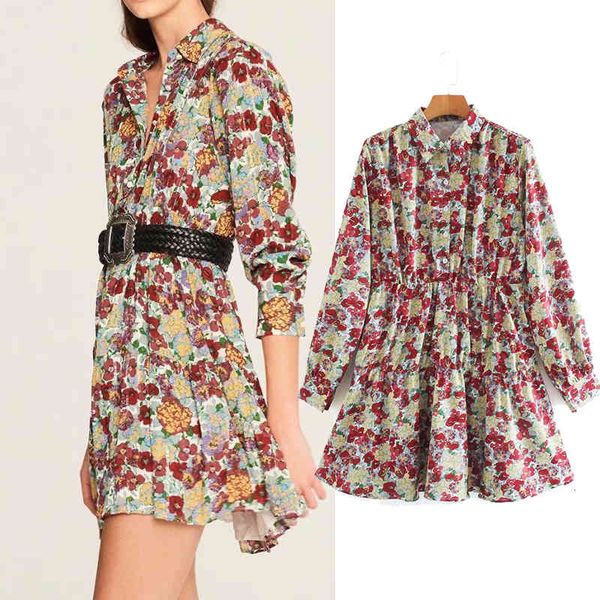 casual dresses women retro flower print mini dress turn-down collar long sleeve slim waist chic party mujer s2vp, Black;gray
casual dresses women retro flower print mini dress turn-down collar long sleeve slim waist chic party mujer s2vp, Black;gray