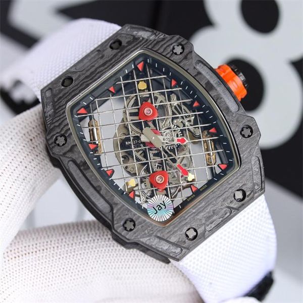 zy men's watch rm27-04 equipped with automatic mechanical movement hollow design steel cable grid dial barrel case rubber strap waterpr, Slivery;brown
zy men's watch rm27-04 equipped with automatic mechanical movement hollow design steel cable grid dial barrel case rubber strap waterpr, Slivery;brown