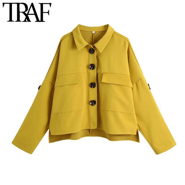 traf women fashion with pockets oversized jacket coat vintage long sleeve button-up female outerwear chic overshirt 210415, Black;brown
traf women fashion with pockets oversized jacket coat vintage long sleeve button-up female outerwear chic overshirt 210415, Black;brown
