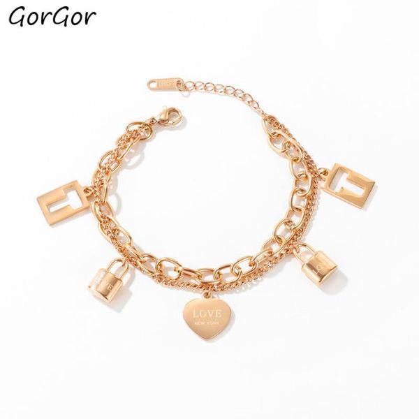 gorgor bracelets women stainless steel originality statement minimalist double concentric lock love heart fashion jewelry 1078 charm, Golden;silver
gorgor bracelets women stainless steel originality statement minimalist double concentric lock love heart fashion jewelry 1078 charm, Golden;silver