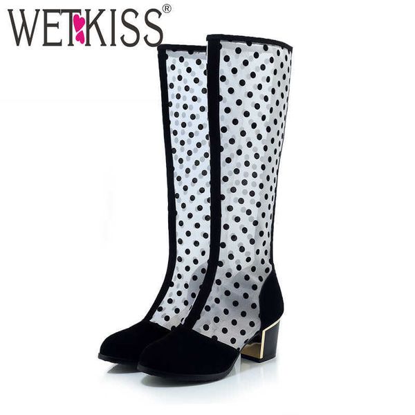 wetkiss knee high boots women round toe zip footwear thick high heels boots female polka dot mesh shoes woman spring 210630, Black
wetkiss knee high boots women round toe zip footwear thick high heels boots female polka dot mesh shoes woman spring 210630, Black