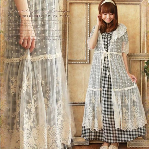 women's blouses & shirts harajuku mori girl sweet shirt women clothing soft lace floral embroidery ruffled half sleeved sunscreen cardi, White
women's blouses & shirts harajuku mori girl sweet shirt women clothing soft lace floral embroidery ruffled half sleeved sunscreen cardi, White