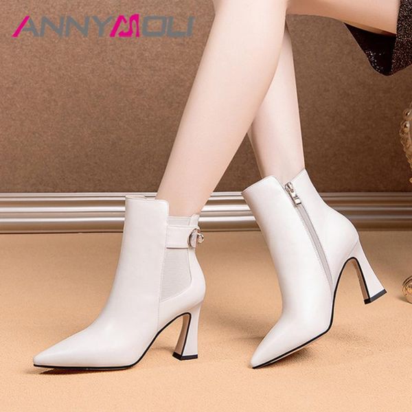 boots annymoli real leather high heel ankle pointed toe woman zip stiletto shoes metal decoration female short, Black
boots annymoli real leather high heel ankle pointed toe woman zip stiletto shoes metal decoration female short, Black