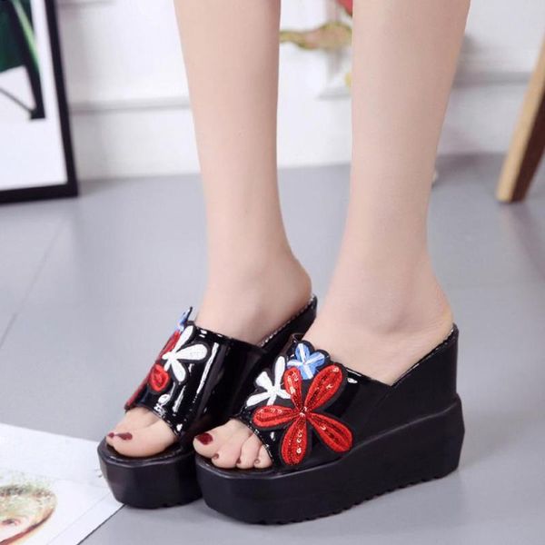 high heels women sandals thick-bottom sloped embroidered high-heeled wedges talons femme sandale #a30, Black
high heels women sandals thick-bottom sloped embroidered high-heeled wedges talons femme sandale #a30, Black
