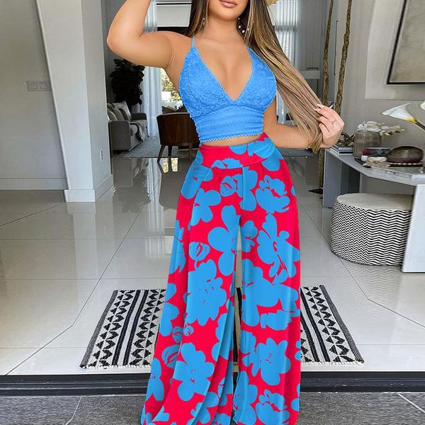women's two piece pants v-neck sling solid and printed wide leg pant suits lady fashion casual holiday beach outfits 2021 women se, White
women's two piece pants v-neck sling solid and printed wide leg pant suits lady fashion casual holiday beach outfits 2021 women se, White