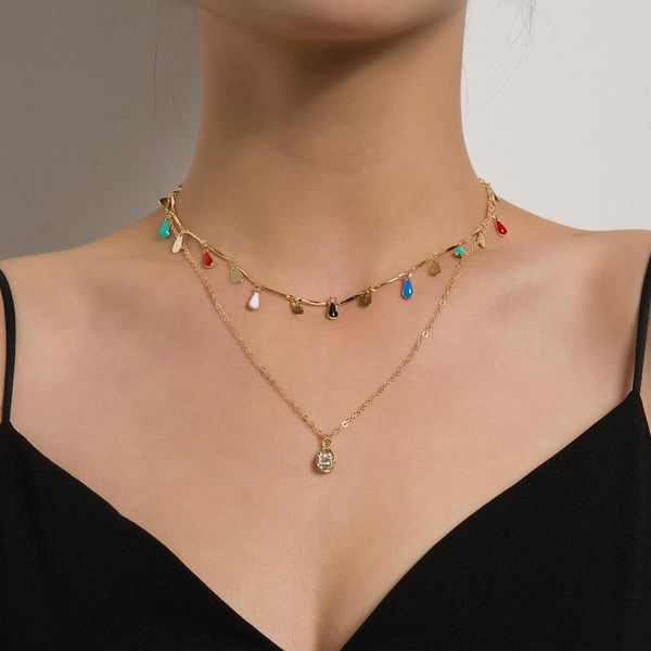 pendant necklaces bohemain multilayer water drop choker crystal chain necklace for women girl gold color collar party fashion jewelry gift, Silver
pendant necklaces bohemain multilayer water drop choker crystal chain necklace for women girl gold color collar party fashion jewelry gift, Silver