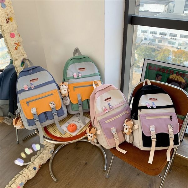summer contrast color fashion women's backpack multi-pocket large school nylon waterproof student bags
summer contrast color fashion women's backpack multi-pocket large school nylon waterproof student bags