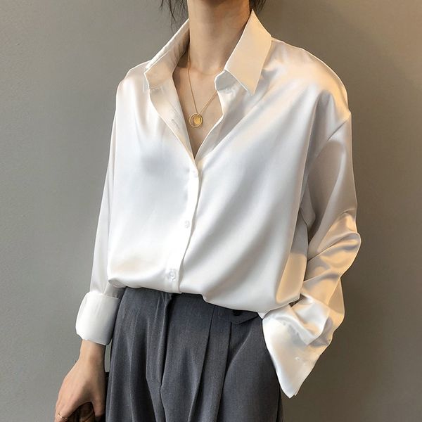 design spring fashion button up satin silk shirt women vintage turn down collar blouse white lady long sleeve femme loose street
design spring fashion button up satin silk shirt women vintage turn down collar blouse white lady long sleeve femme loose street