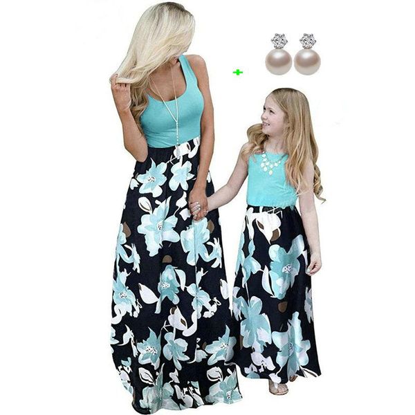 family matching outfits sleeveless mother and daughter dress clothes floral plus size long dresses for mommy me vestidos, Blue
family matching outfits sleeveless mother and daughter dress clothes floral plus size long dresses for mommy me vestidos, Blue
