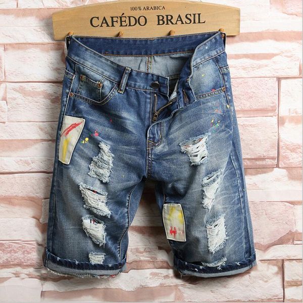 men's shorts cotton blue jeans male casual denim holes patch size 38 2j7j, White;black
men's shorts cotton blue jeans male casual denim holes patch size 38 2j7j, White;black