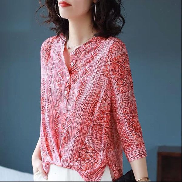 5xl womens blouses women spring summer style chiffon shirts lady casual three quarter sleeve printed red blusas df3036, White
5xl womens blouses women spring summer style chiffon shirts lady casual three quarter sleeve printed red blusas df3036, White