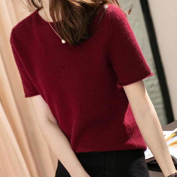 wool knitted t-shirt women's spring summer basic short-sleeved slim-fit all-match round neck cashmere sweater half-sleeved, White
wool knitted t-shirt women's spring summer basic short-sleeved slim-fit all-match round neck cashmere sweater half-sleeved, White