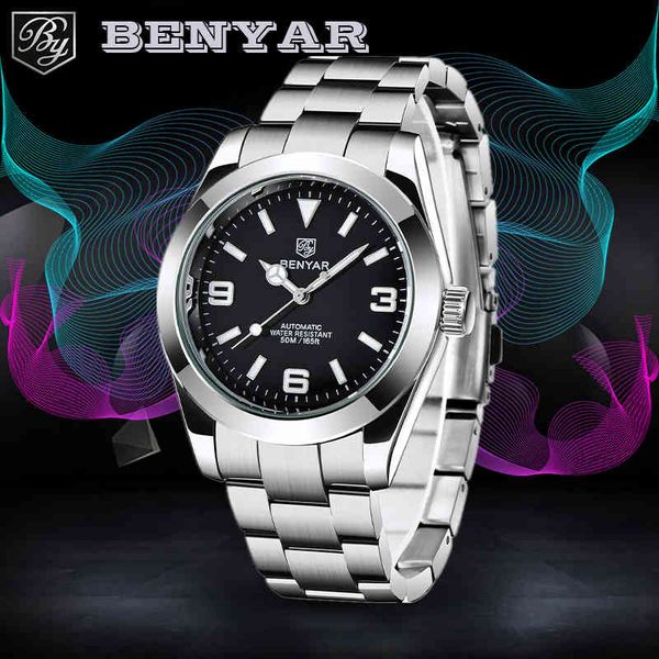 benyar business men mechanical watches brand luxury miscellaneous for men stainless steel automatic reloj hombre, Slivery;brown
benyar business men mechanical watches brand luxury miscellaneous for men stainless steel automatic reloj hombre, Slivery;brown