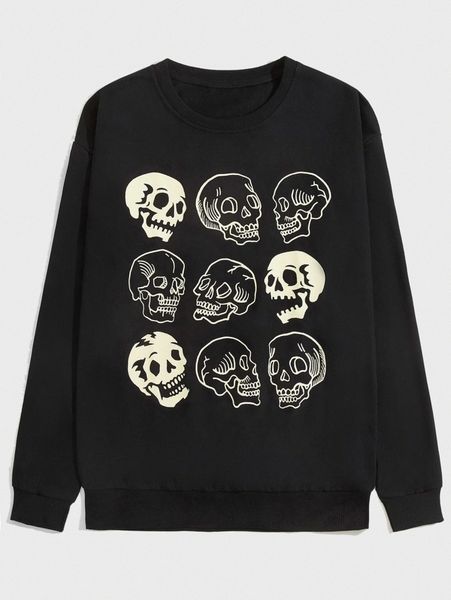 romwe guys skull print sweatshirt h9w9#, Black
romwe guys skull print sweatshirt h9w9#, Black