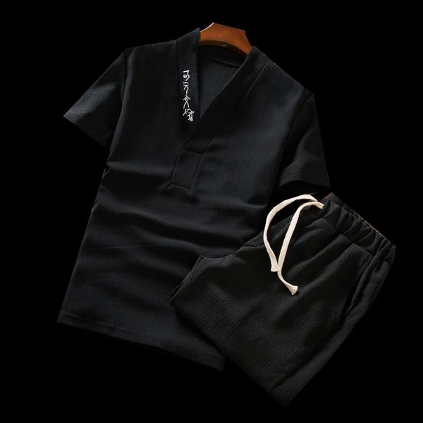 men's tracksuits 2021 summer 2-piece set, cotton and linen fabrics men t-shirts drawstring shorts, loose embroidery male sets s-5xl, Gray
men's tracksuits 2021 summer 2-piece set, cotton and linen fabrics men t-shirts drawstring shorts, loose embroidery male sets s-5xl, Gray