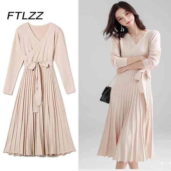 women elegant office dress spring autumn long sleeve v neck sweatre midi dresses ladies fashion pleated work vestidos mujer 210602, Black;gray
women elegant office dress spring autumn long sleeve v neck sweatre midi dresses ladies fashion pleated work vestidos mujer 210602, Black;gray