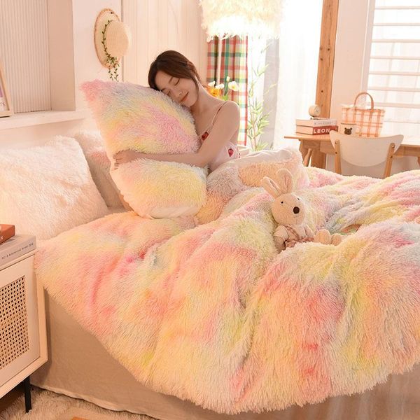 bedding sets arrival winter long plush 4pcs set rainbow style soft thicken duvet cover velvet bed sheet king 
bedding sets arrival winter long plush 4pcs set rainbow style soft thicken duvet cover velvet bed sheet king
