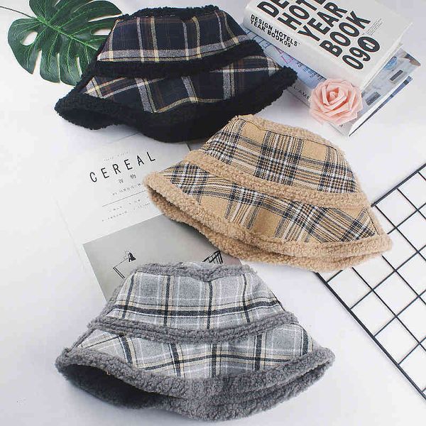 plaid lamb wool children keep warm in autumn winter and wear thickened plush fisherman's basin hat with wide eaves on both sides, Yellow
plaid lamb wool children keep warm in autumn winter and wear thickened plush fisherman's basin hat with wide eaves on both sides, Yellow