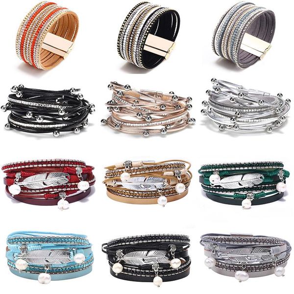 tennis 2021 fashion wrap women leather bracelet multi-layer bracelets bohemia charm shining rhinestone statement jewelry for party, Golden;silver
tennis 2021 fashion wrap women leather bracelet multi-layer bracelets bohemia charm shining rhinestone statement jewelry for party, Golden;silver
